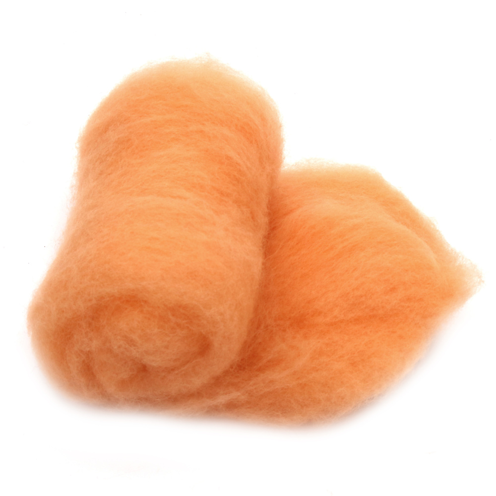 100% WOOL for Felting for Non-woven Textiles / 700x600 mm / Extra Quality / Peach - 50 grams