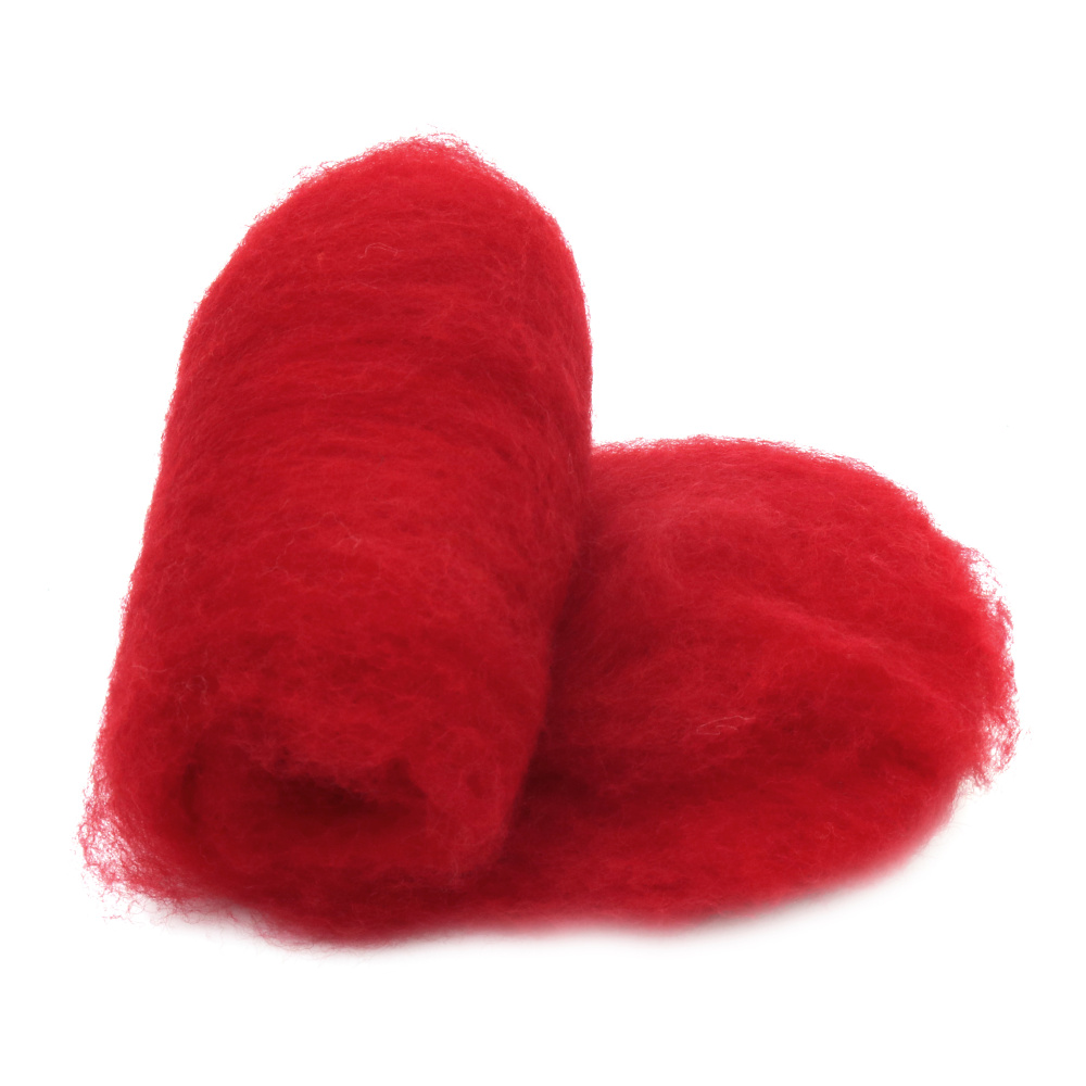 100% WOOL for Felting for Non-woven Textiles / 700x600 mm / Extra Quality / Dark Red - 50 grams