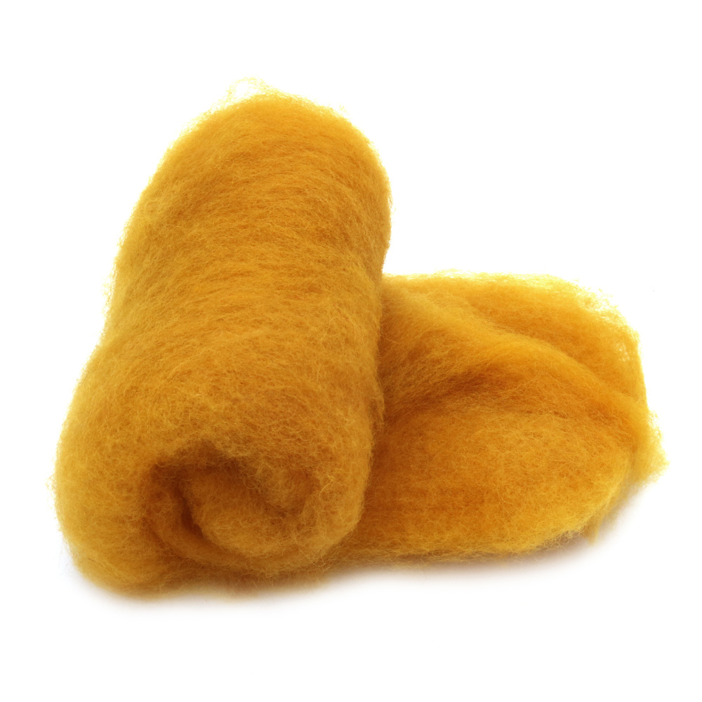 100% WOOL for Felting for Non-woven Textiles / 700x600 mm / Extra Quality / Mustard - 50 grams