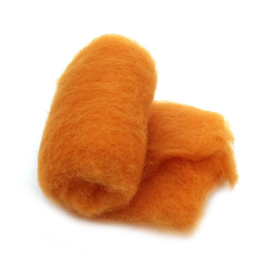100% WOOL for Felting for Non-woven Textiles / 700x600 mm / Extra Quality / Yellow Copper - 50 grams