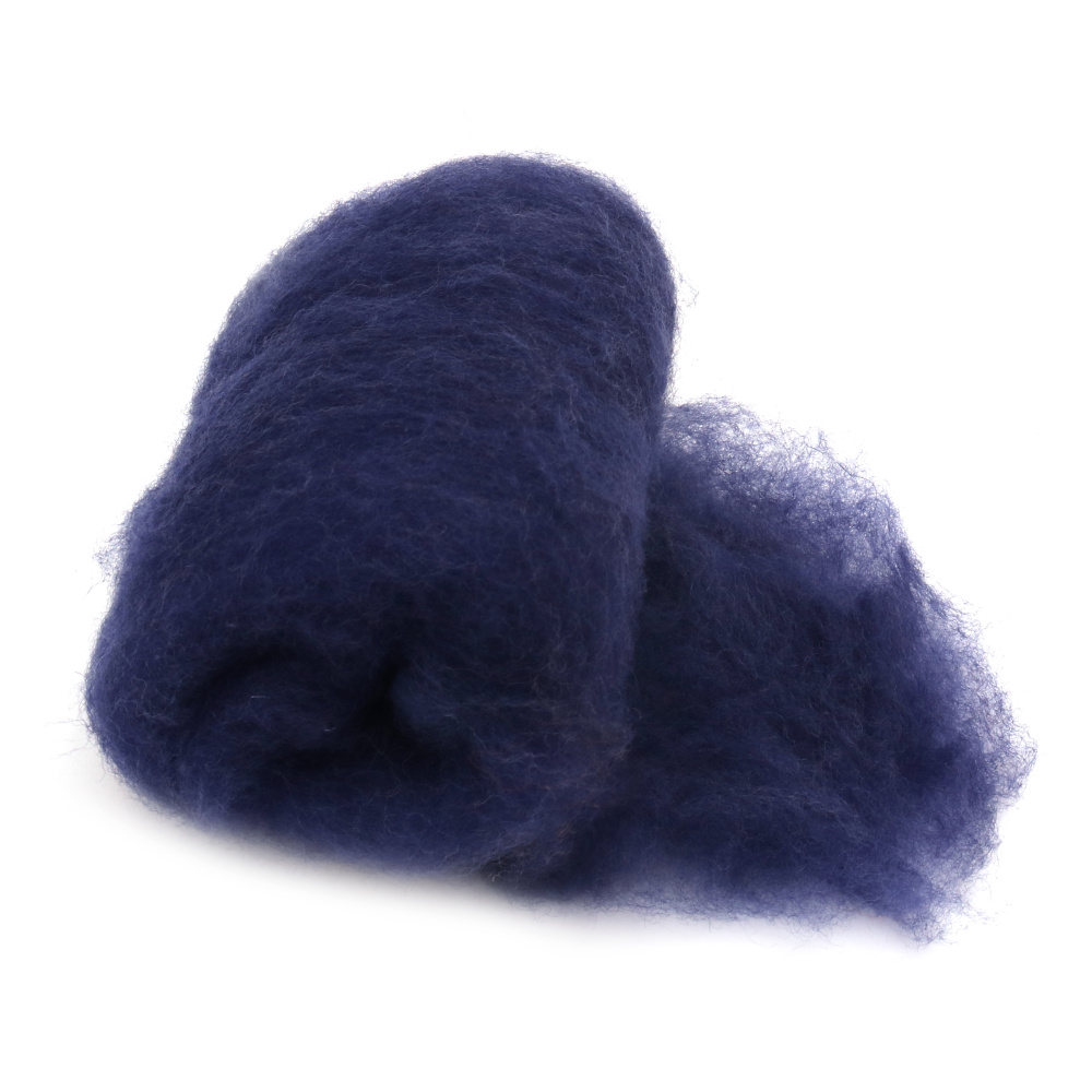100% WOOL for Felting for Non-woven Textiles / 700x600 mm / Extra Quality / Dark Blue - 50 grams 