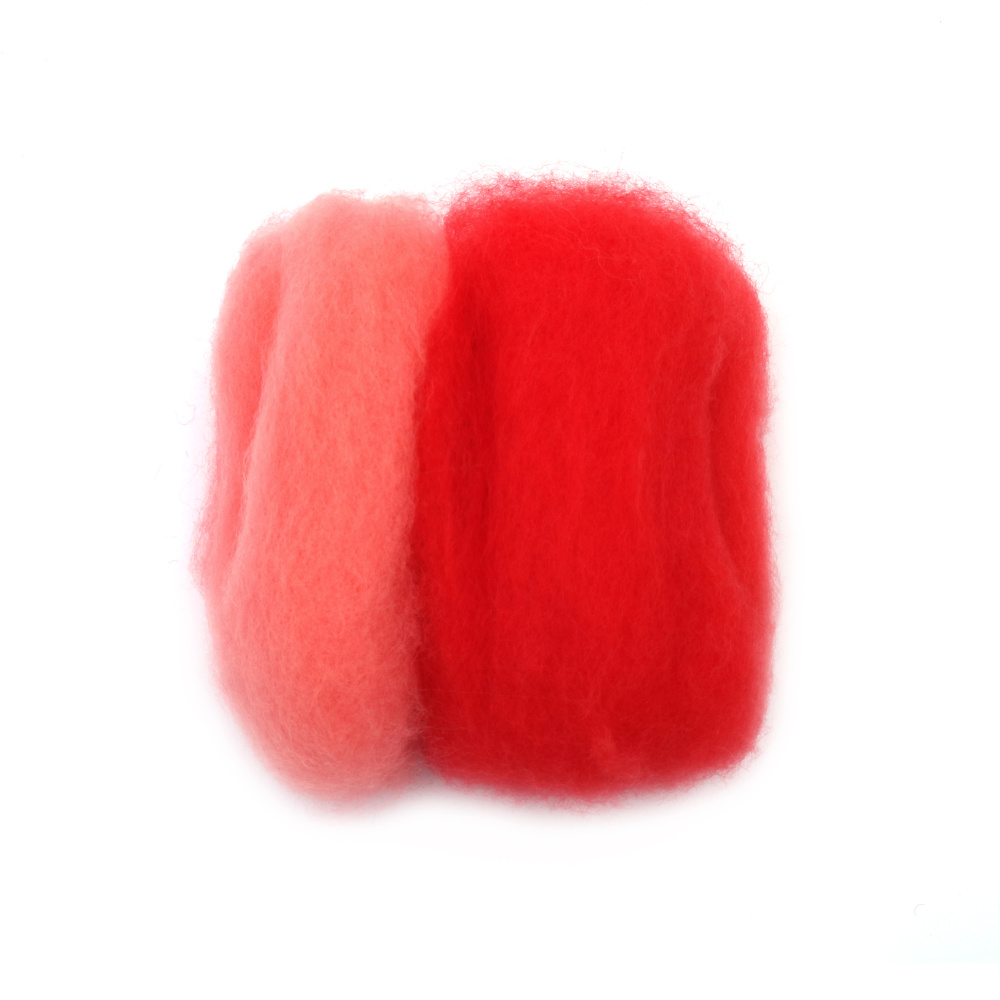 Extra Fine Merino Wool for Felting for Non-woven Fabric, Pink Shades - 25 grams
