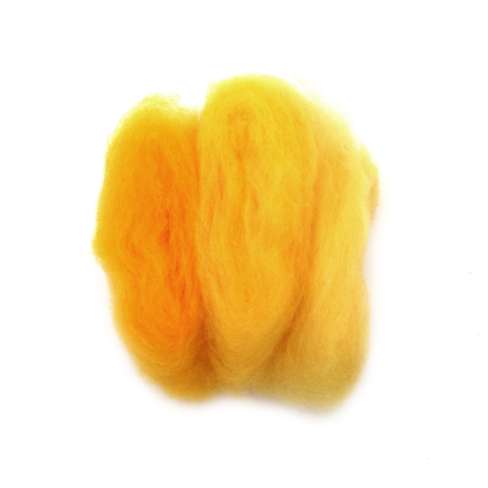 Extra Fine Merino Wool for Felting for Non-woven Fabric, Yellow Shades - 25 grams