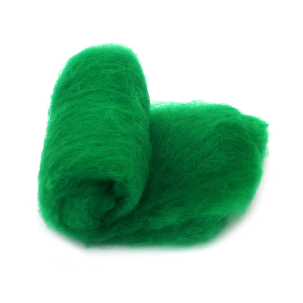 100% WOOL for Felting for Non-woven Textiles / 700x600 mm / Extra Quality / Saturated Green - 50 grams