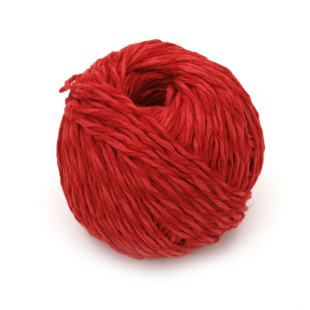 Natural Yarn ANTIQUE: 55% Wool, 45% Cotton / Red - 50 grams / 100 meters