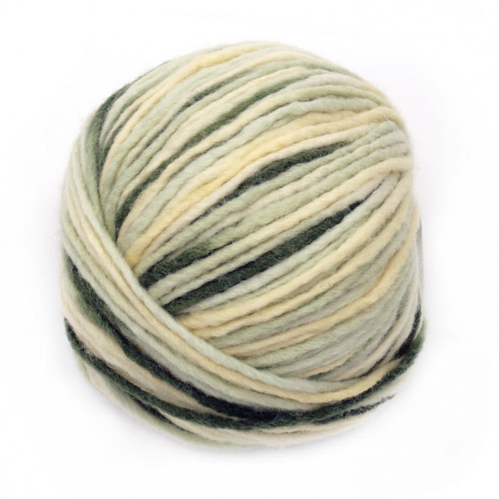 Yarn RILA 60 percent wool 40 percent acrylic pale yellow, mint, green 110 meters - 100 grams
