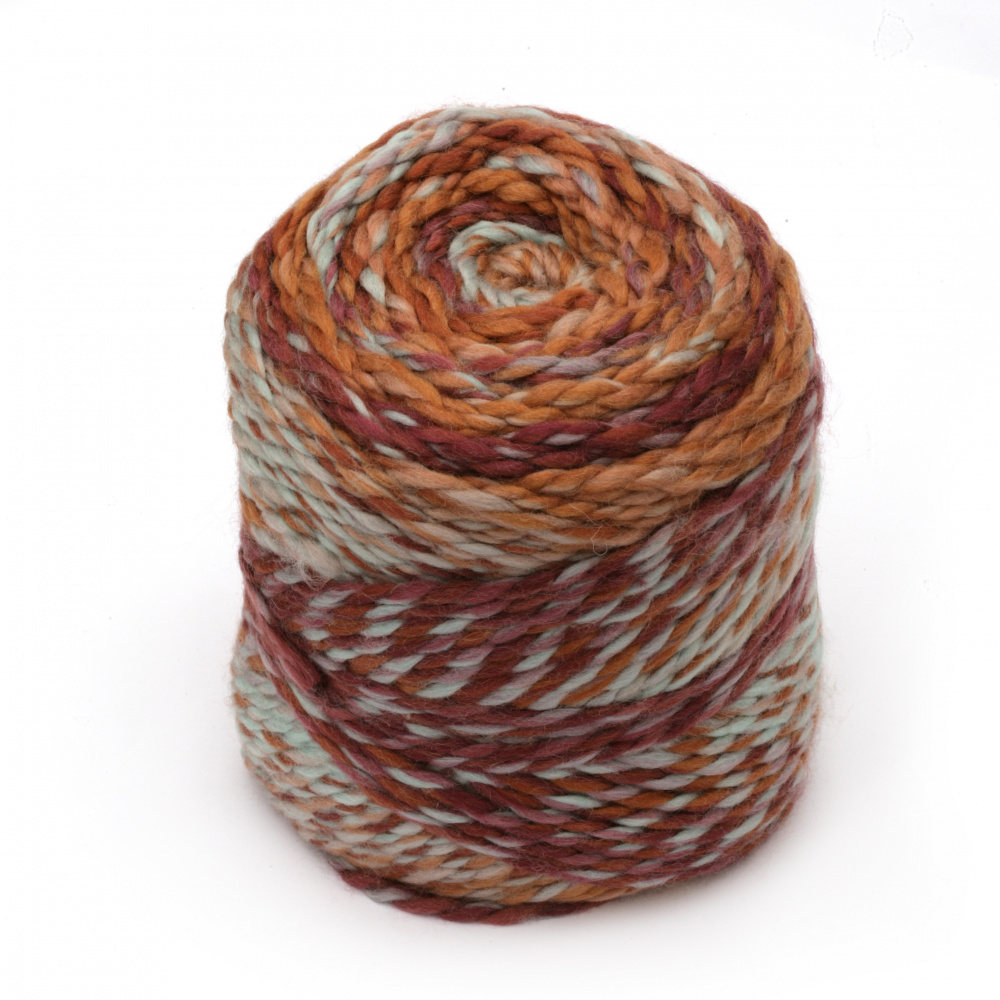 Yarn COLORED WAVES color cyclamen and orange 20% wool 80% acrylic -160 meters -200 grams