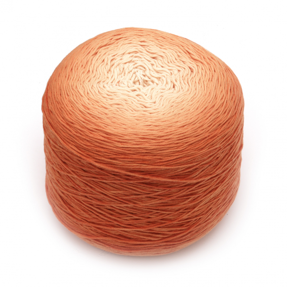 Yarn BELLA ombre batik color orange melange 100% cotton -900 meters -250 grams