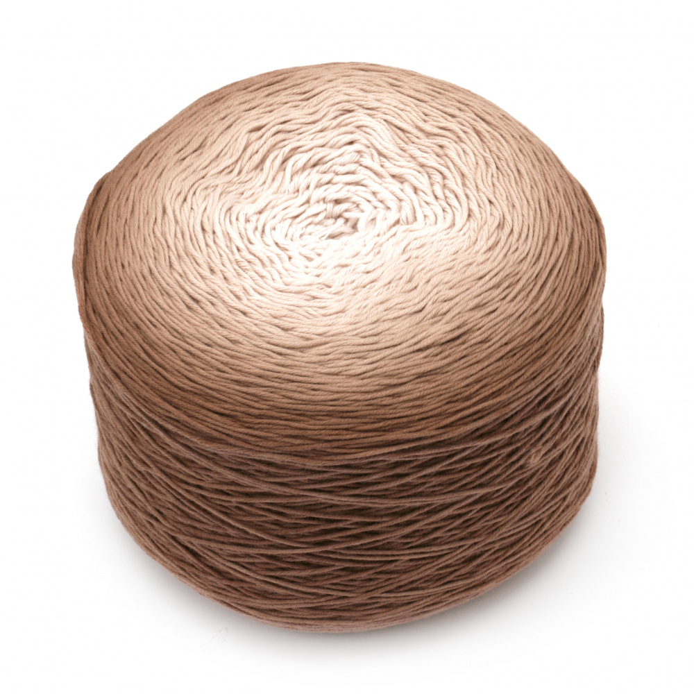 Yarn BELLA ombre batik color brown melange 100% cotton -900 meters -250 grams