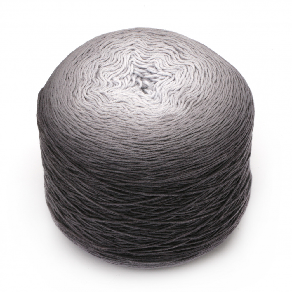 Yarn BELLA ombre batik color gray melange 100% cotton -900 meters -250 grams