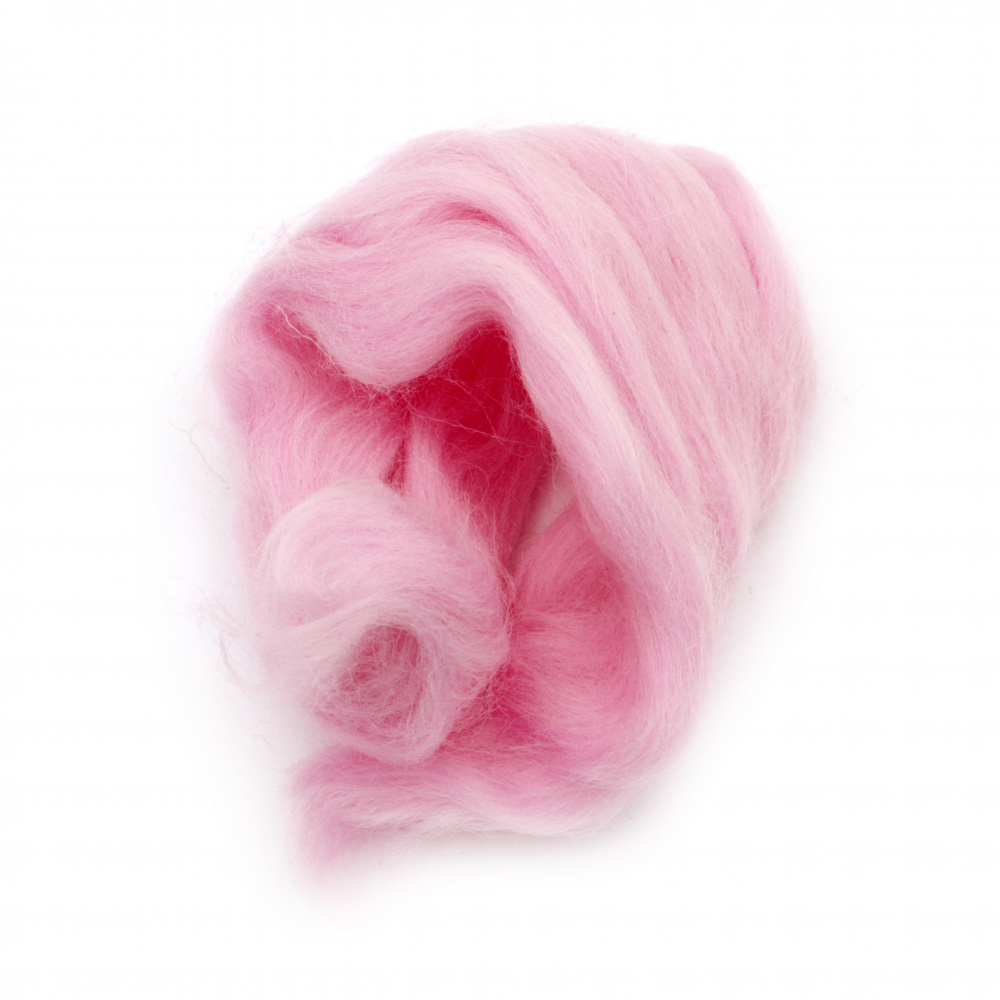 High quality 100% Merino wool for making hats, clothing accessories and toys, 66S-21 microns color light pink -4 ~ 5 grams