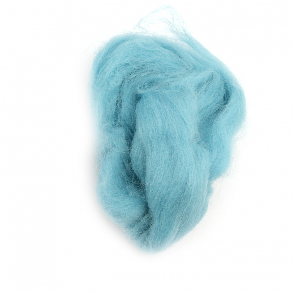 Merino wool for making hats, clothing accessories and toys, 66S-21 microns, Blue color - 4 ~ 5 grams