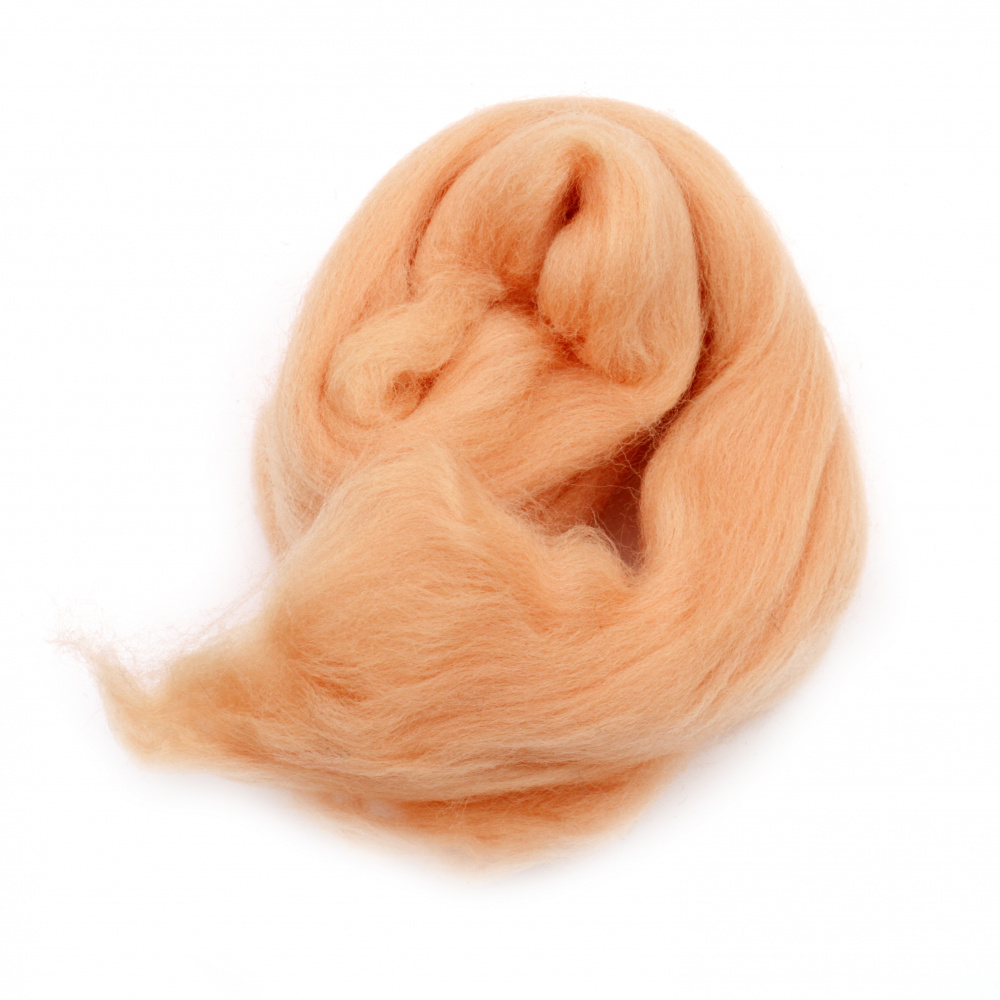 High quality Merino wool ribbon for making hats, clothing accessories and toys 66S-21 micron peach color -8 ~ 10 grams