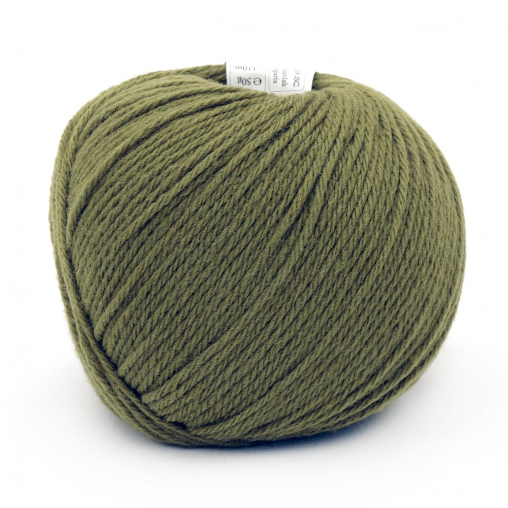 Yarn SIMPLY WOOL 100% merino super color olive color 50 grams -110 meters