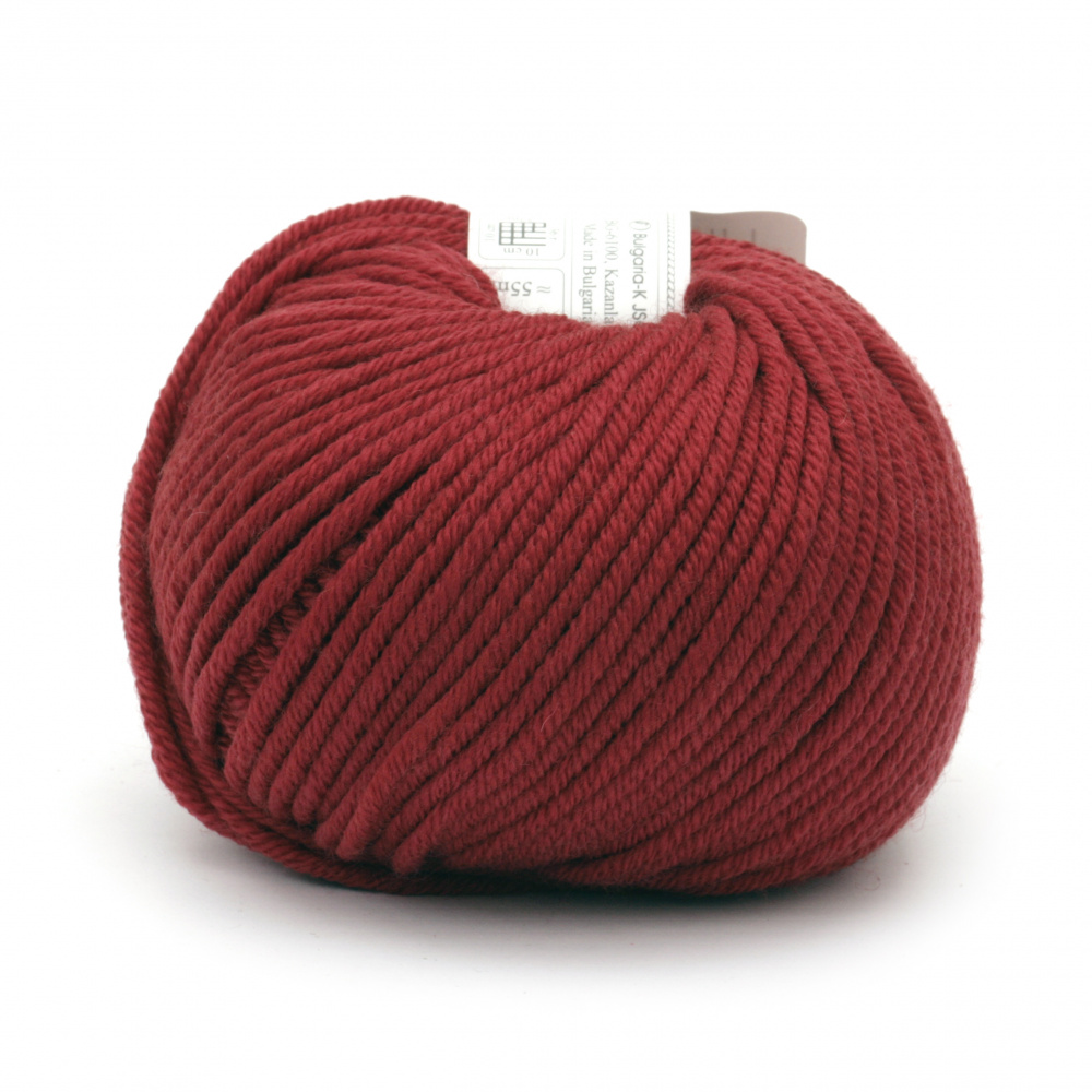 Yarn MERINO PASSION 100% merino wool superwash color dark red 50 grams -55 meters