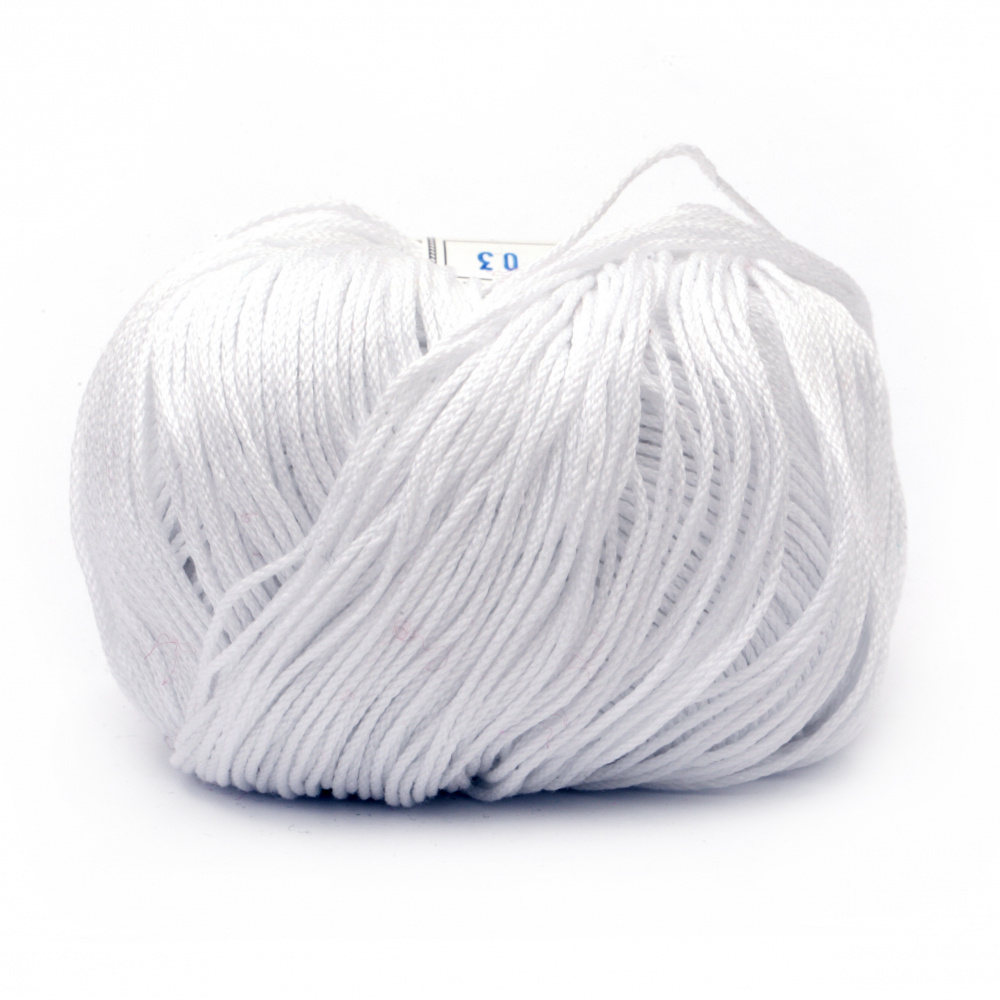 Yarn COTTON XTRA 100% cotton carbonated, mercerized color white 50 grams -150 meters