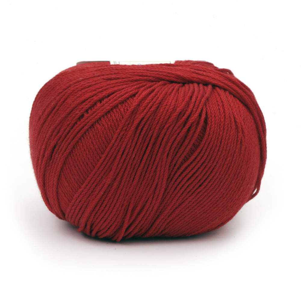 Yarn COTTON XTRA 100% cotton carbonated, mercerized color red 50 grams -150 meters