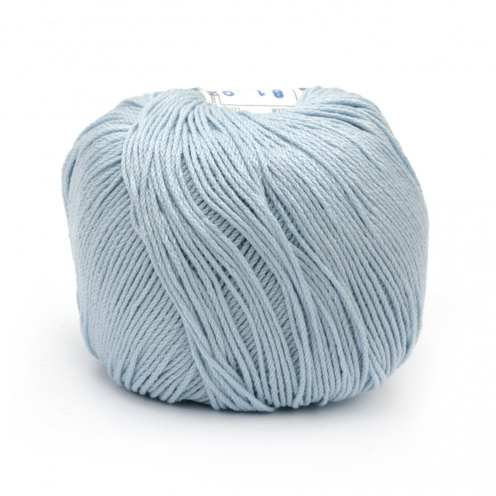 Yarn COTTON XTRA 100% cotton carbonated, mercerized color light blue 50 grams -150 meters