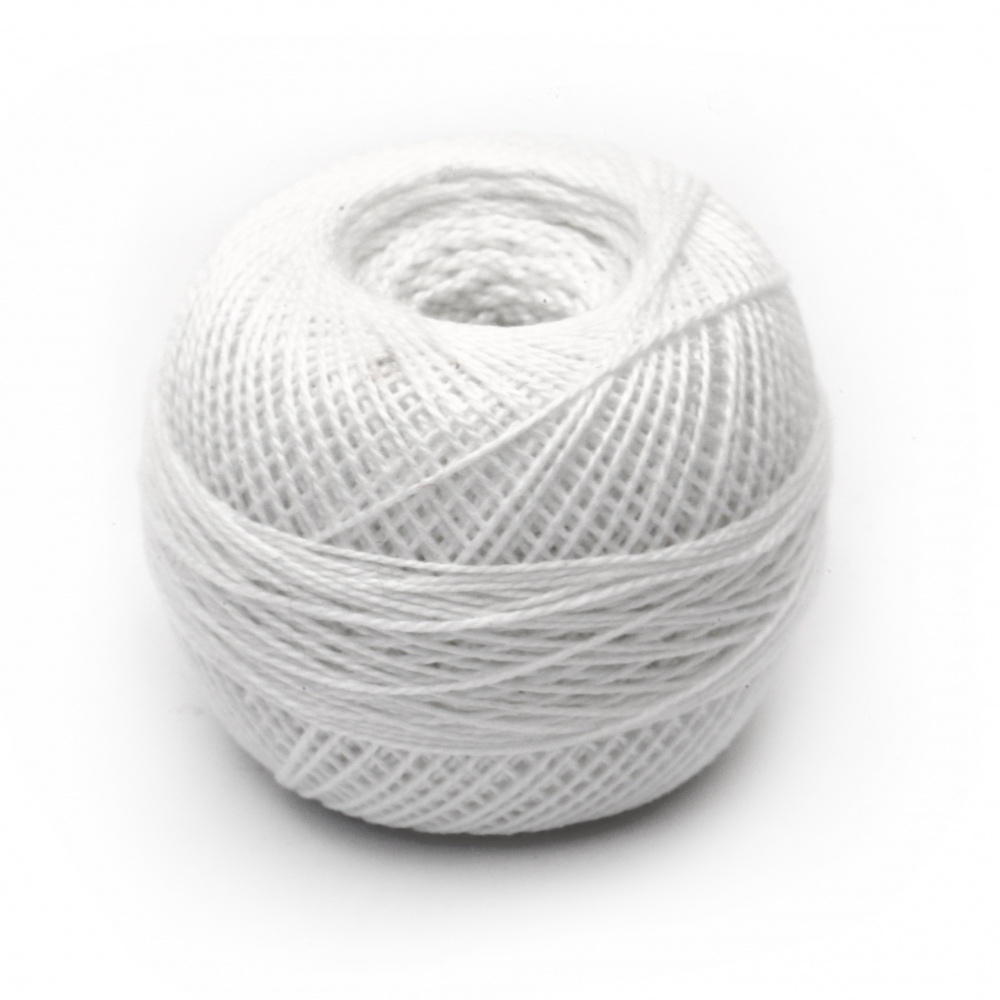 YARN COTON BEAD 100% cotton mercerized, carbonated, combed color white 25 grams -175 meters