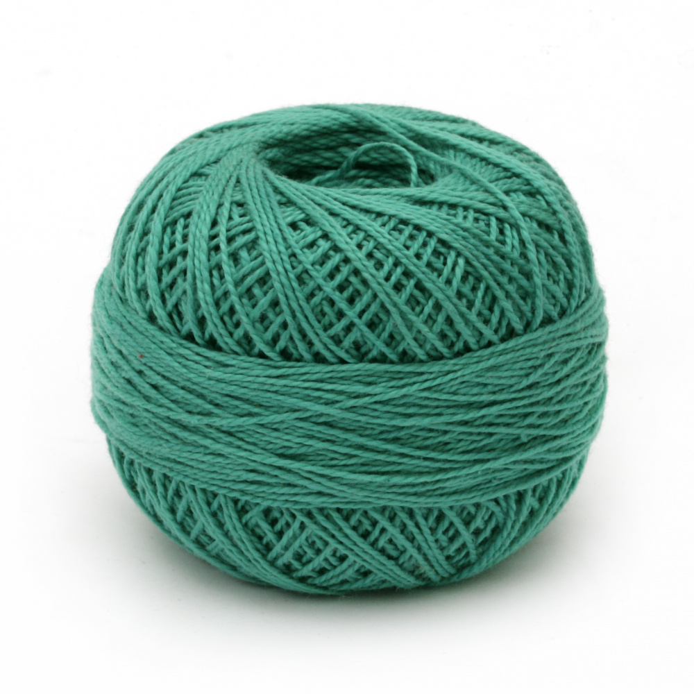 YARN COTON BEAD 100% cotton mercerized, carbonated, combed green 25 grams -175 meters