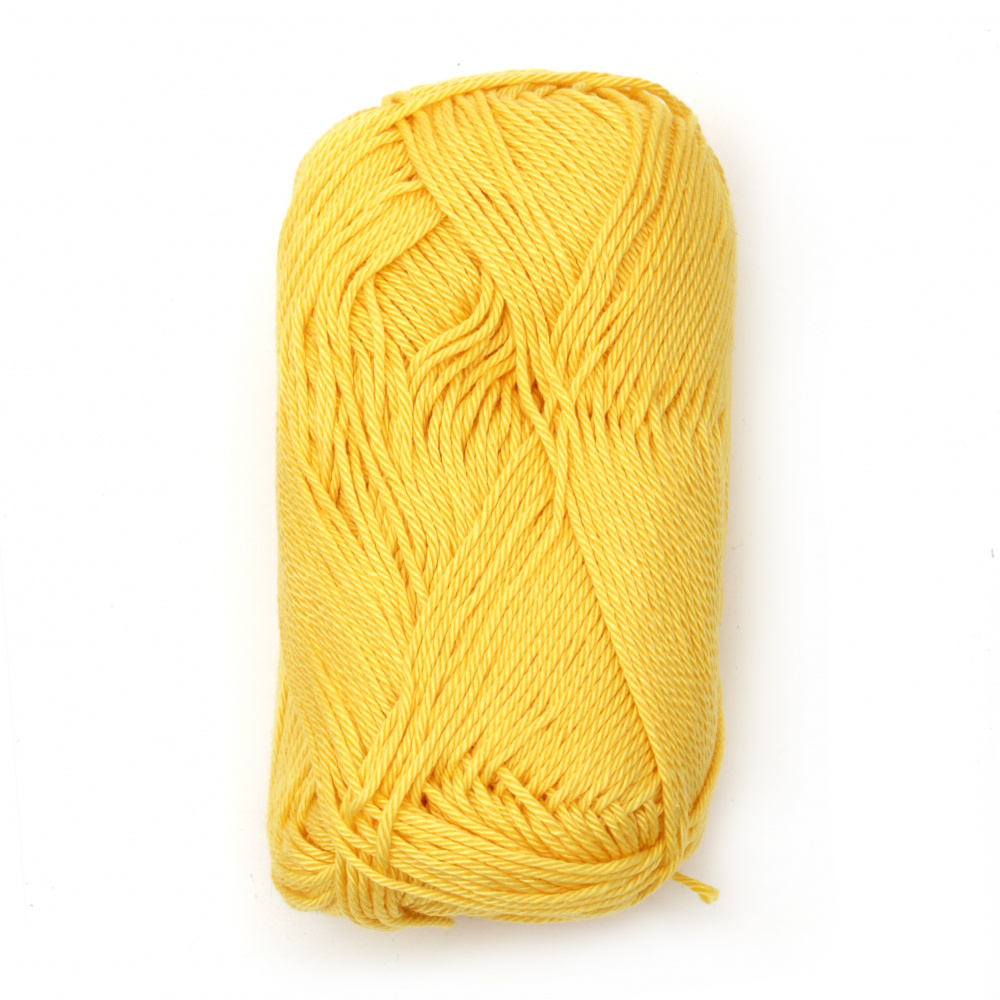 Yarn COTTON QUEEN 100% natural cotton color yellow 50 grams -125 meters