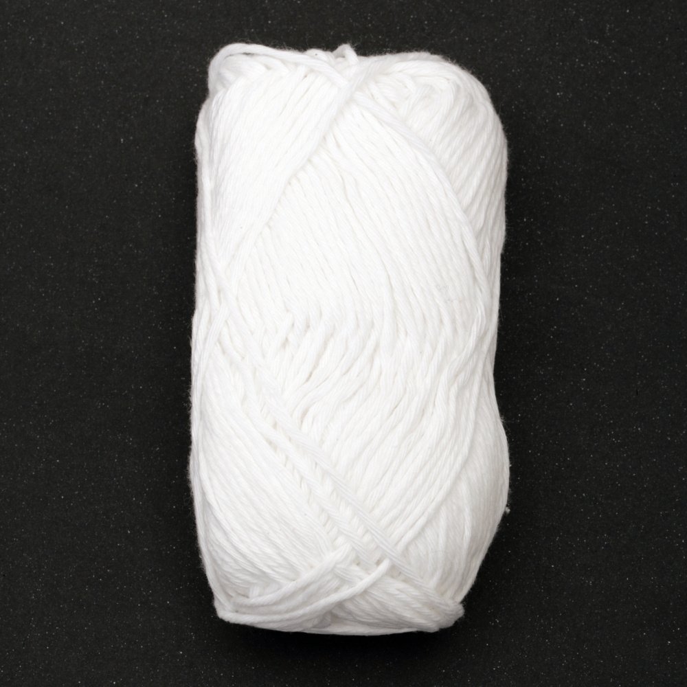 COTTON PASSION Yarn, 100% Cotton, White, 50 Grams - 85 Meters