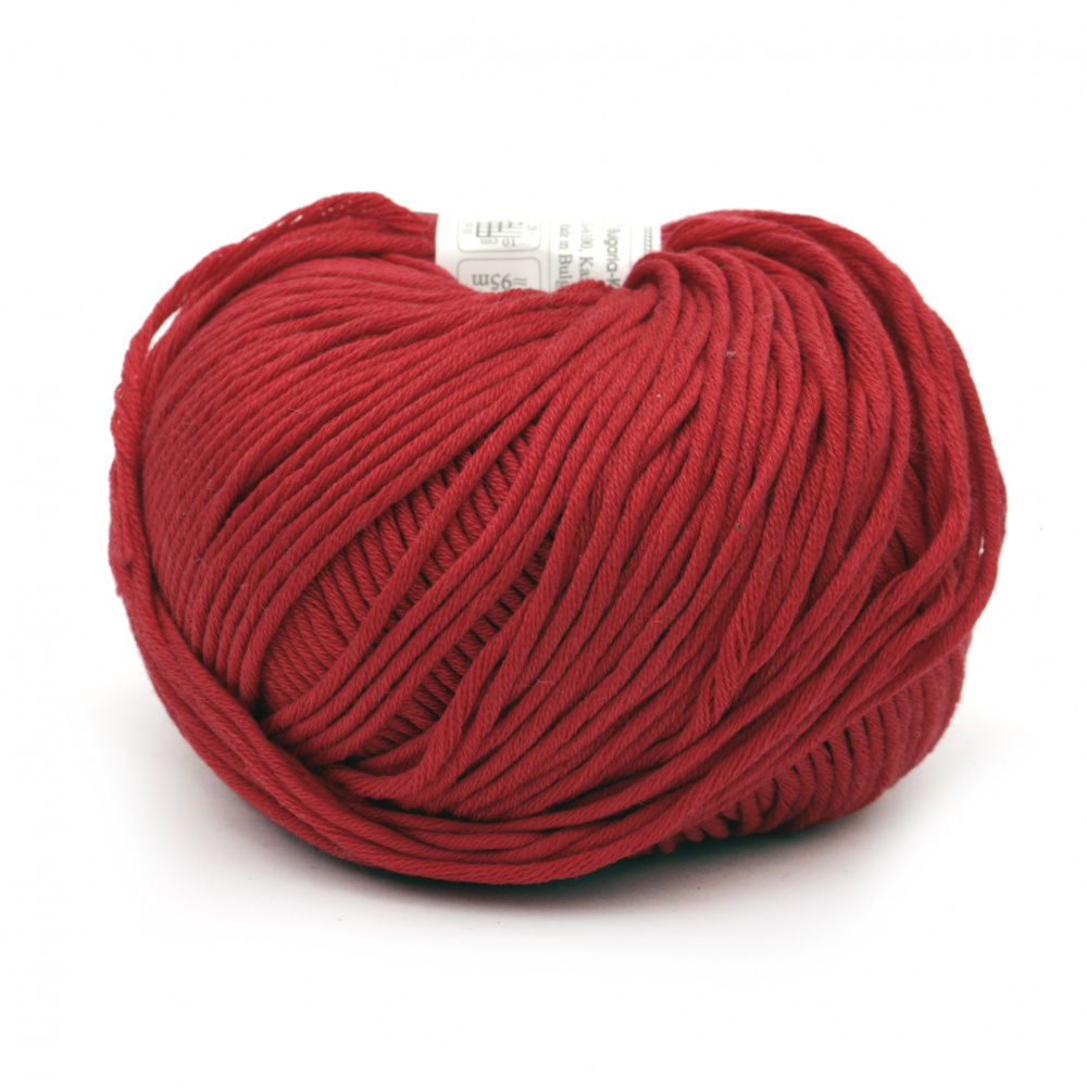 Yarn COTTON GEM 100% cotton carbonated, mercerized color red 50 grams -95 meters
