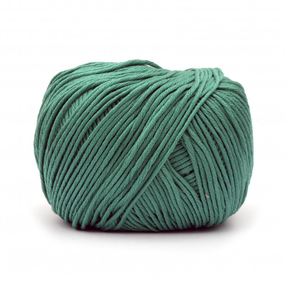 Yarn COTTON GEM 100% cotton carbonated, mercerized color green 50 grams -95 meters