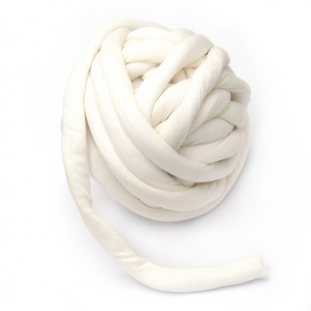 Yarn Marshmallow - 35% Cotton,  65% Polyamide; Filling: 100% Polyester Fibers / White - 25 meters ~ 500 grams