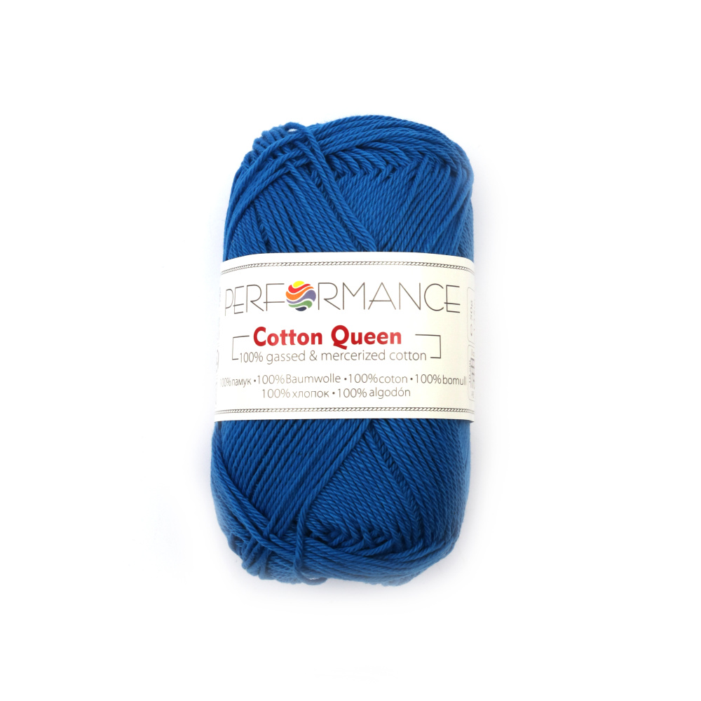 Yarn COTTON QUEEN 100% natural cotton color blue 50 grams - 125 meters