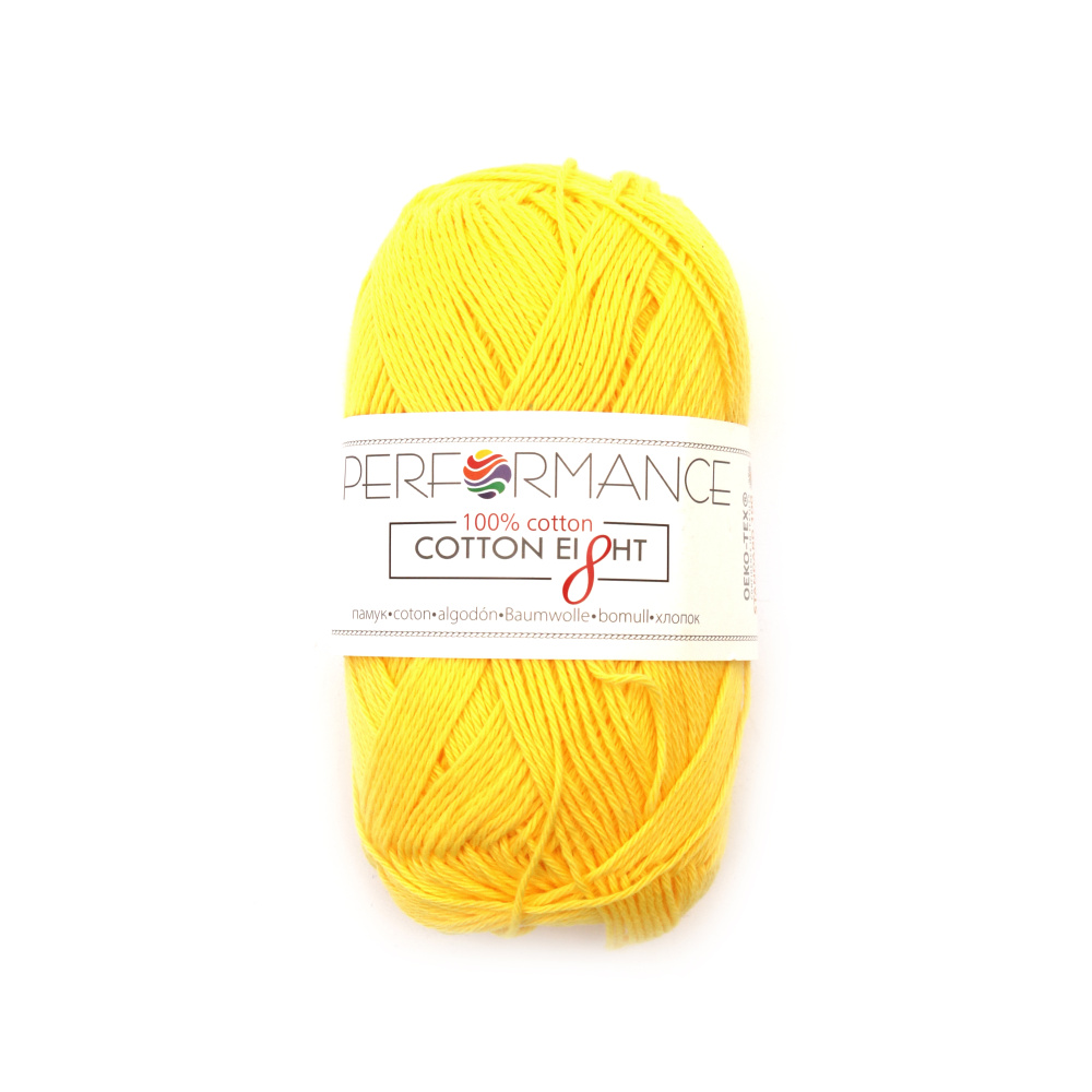 Yarn COTTON EIGHT 100% cotton color yellow 50 grams - 175 meters