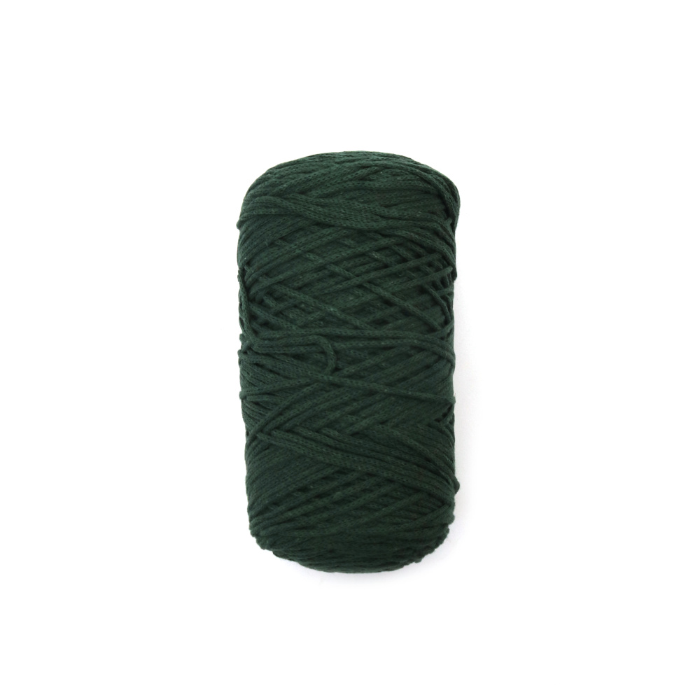 Macrame Cord COTTON - 80% Cotton, 20% Polyester / 3 mm / Dark Green - 220 m - 200 grams
