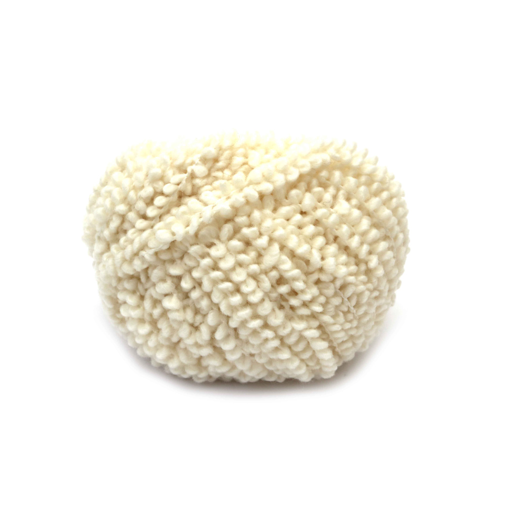 Fir „Holiday” alb – 45% lână, 45% acril, 10% poliester – 100 g (55 m) – Perfect pentru tricotat, croșetat și proiecte DIY călduroase