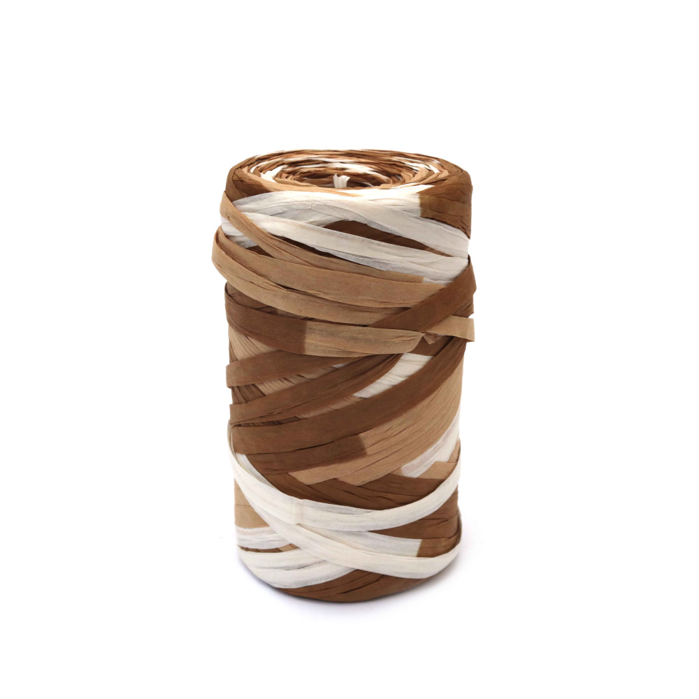 Fir din hârtie tip rafie Multi Light – asortat alb, bej și maro – 100 g (150 m) – perfect pentru ambalare naturală de cadouri, împletit și decor DIY creativ
