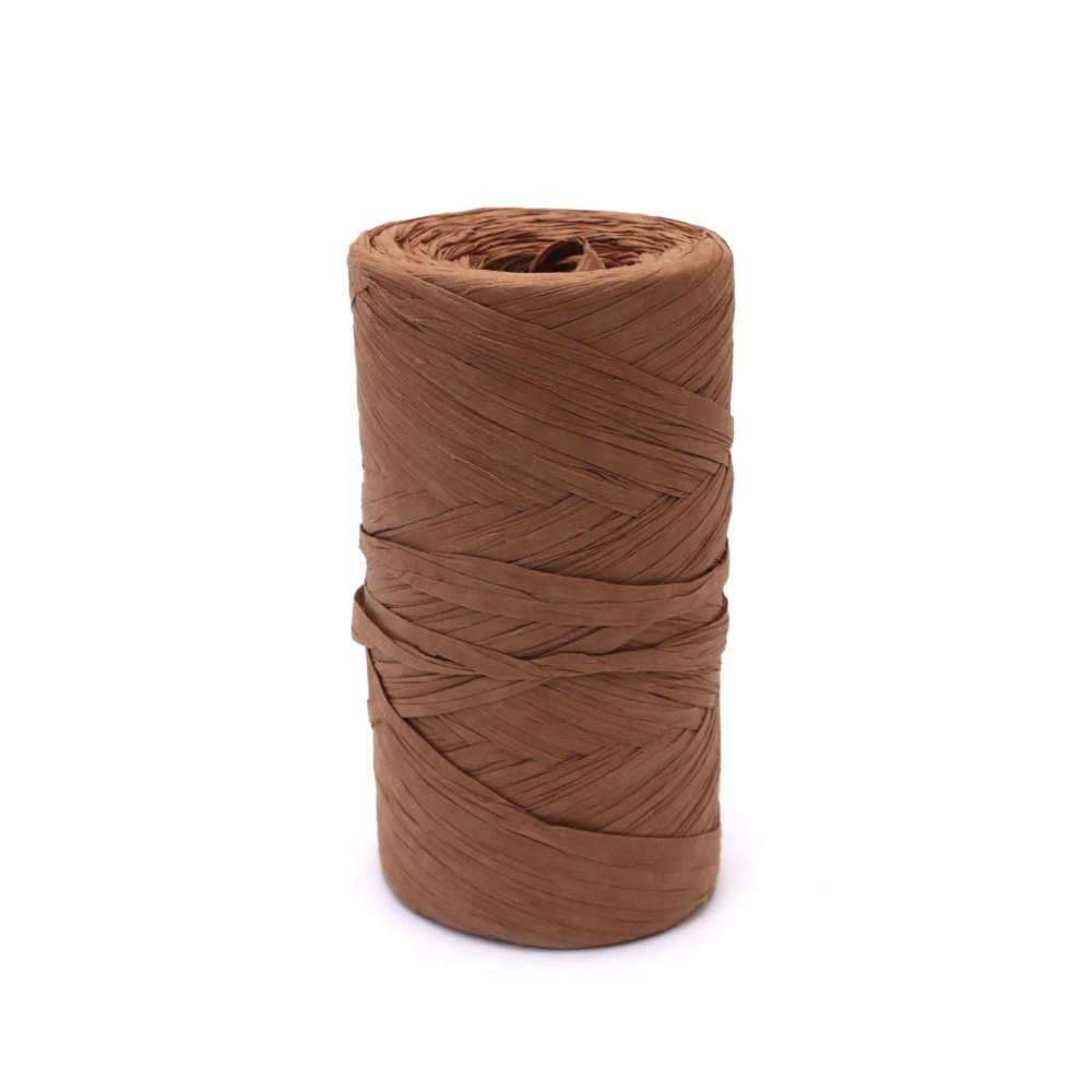 Fir de hârtie tip rafie, ușor – Maro deschis – 100 g (150 m) – perfect pentru ambalare naturală a cadourilor, împletit și decorațiuni DIY rustice