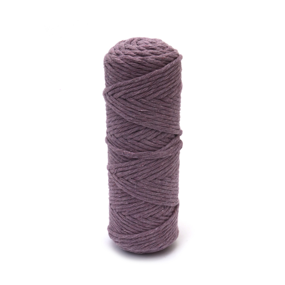 Șnur macrame din bumbac delicat, 100% reciclat, 250 g / 50 m – lila (mov deschis), ideal pentru decoruri de perete boho, suporturi pentru plante și proiecte creative handmade