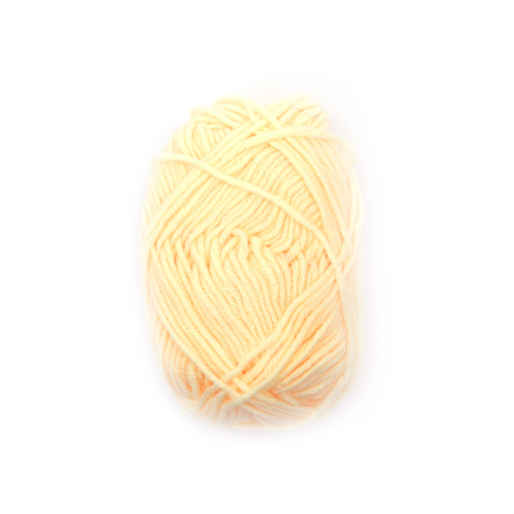 Worsted Yarn: 50% Acrylic, 30%  Cotton, 20% Milk Cotton / Pale Yellow Color / 70 meters - 25 grams