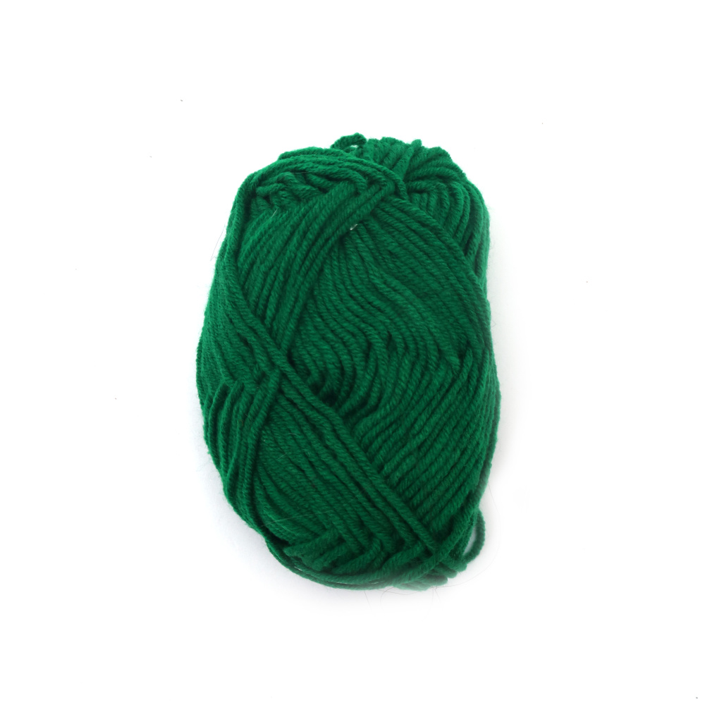 Dark Green Blended Yarn - 50% Acrylic, 30% Cotton, 20% Milk Cotton, 70m - 25g