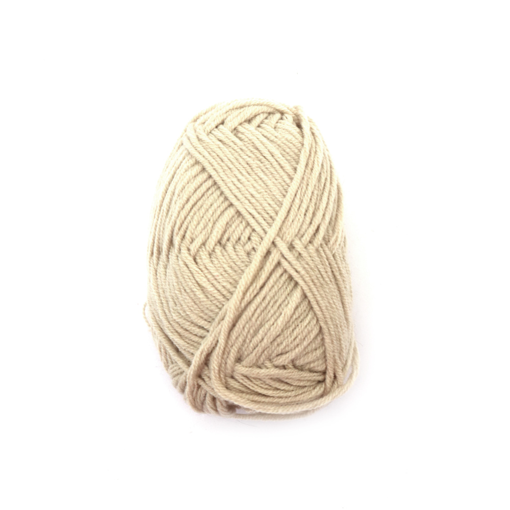 Worsted Yarn: 50% Acrylic, 30%  Cotton, 20% Milk Cotton / Light Beige / 70 meters - 25 grams