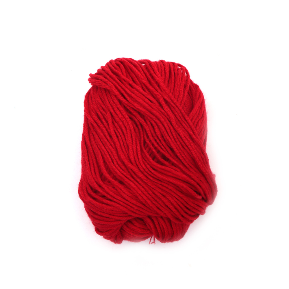 Worsted Yarn: 60% Silk Cashmere, 30% Wool, 10%  Cashmere / Red - 50 grams