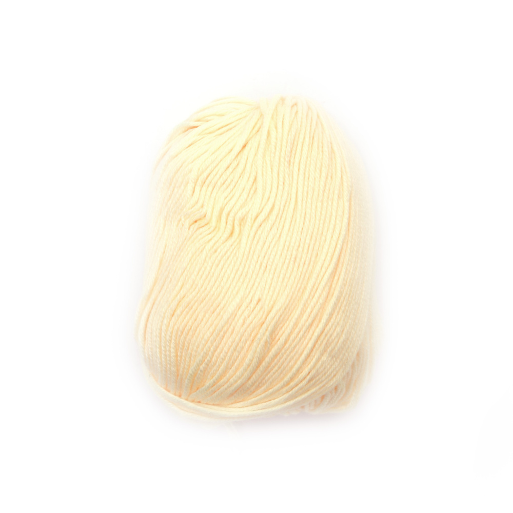 Worsted Yarn: 60% Silk Cashmere, 30% Wool, 10%  Cashmere / Pale Yellow - 50 grams