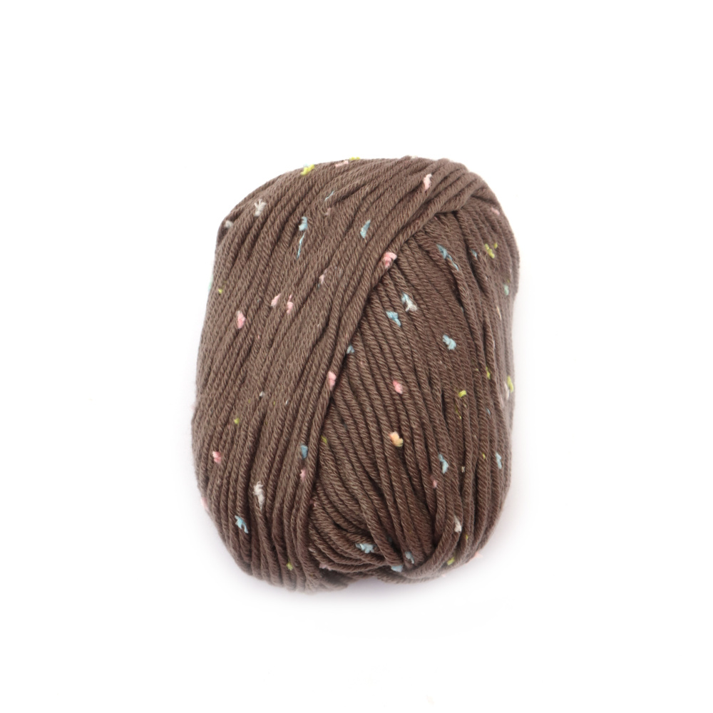 Color CONFETTI Yarn: 65% Silk Cashmere, 35% Cotton / Brown Color - 50 grams