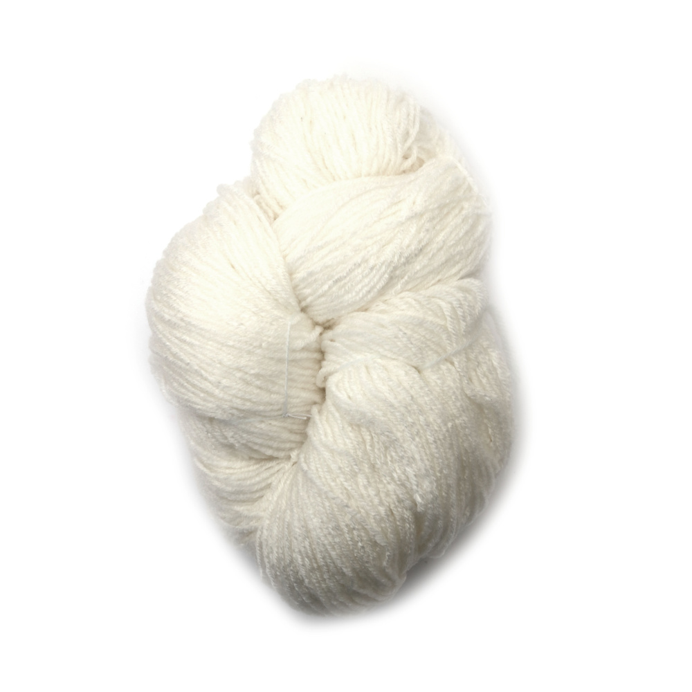 Прежда чиле 100 % полиестер цвят бял ~250 грама