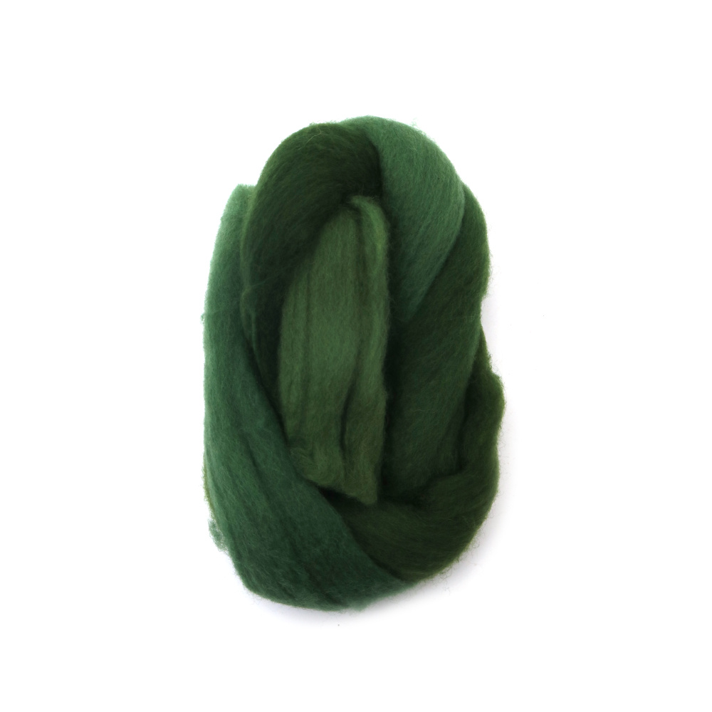 LÂNĂ Pâslă suplimentară pentru împletitură textilă nețesută nuanțe verde închis - 50 grame