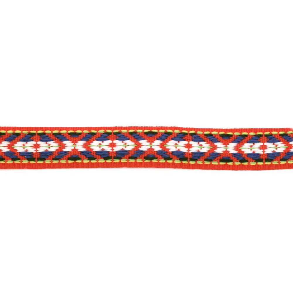 Banda de 17 mm roșu cu alb și albastru -5 metri