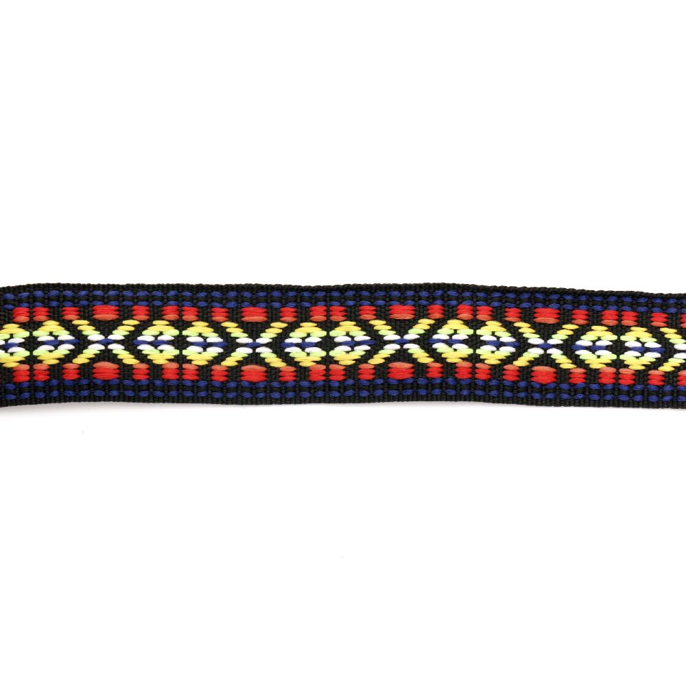 Banda de 24 mm negru cu roșu, galben și albastru -5 metri