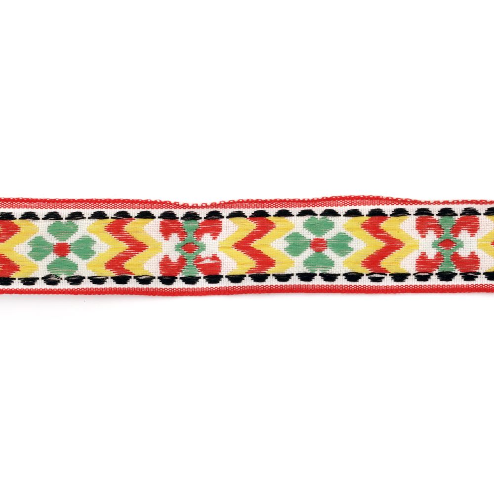 Banda de 25 mm alb cu roșu, galben și verde -5 metri