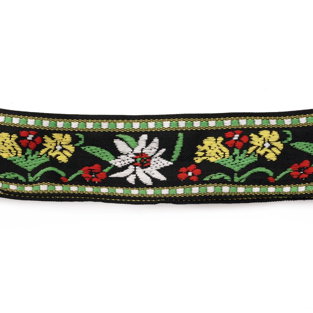 Multicolored Floral Jacquard Ribbon / Width: 35 mm - 1 meter