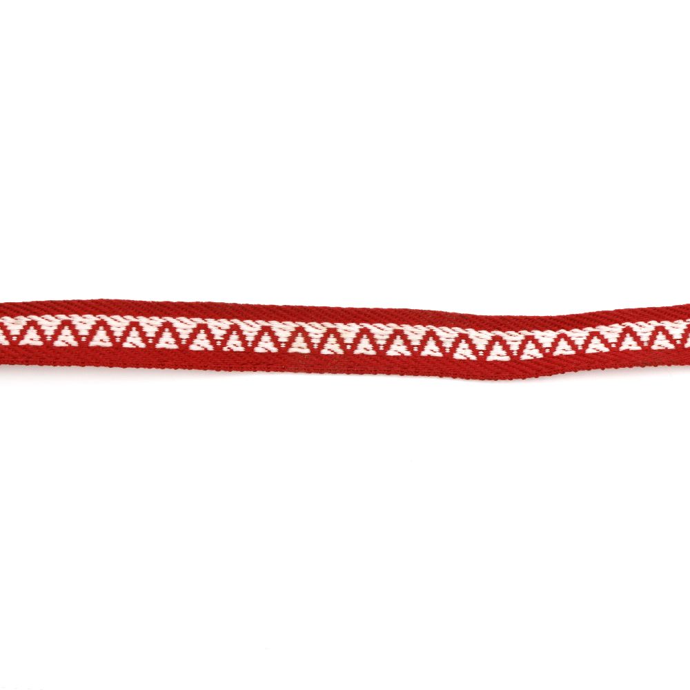 Ширит 12 мм червен с бяло зиг заг -5 метра