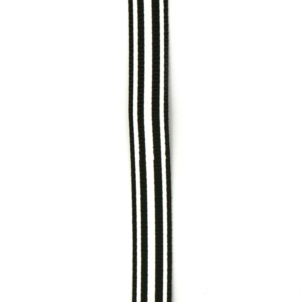 Grosgrain Satin Ribbon / 9 mm /  Black and White - 5 meters